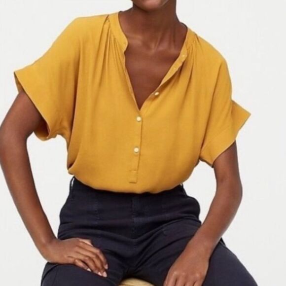 Madewell Marigold Yellow Central Drapey Popover Shirt Size Small - Picture 1 of 7